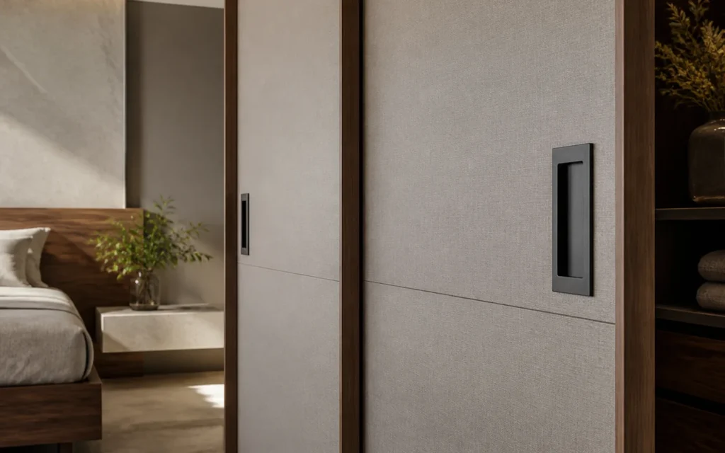 Application inspiration: flush sliding wardrobe with a recessed pull handle.