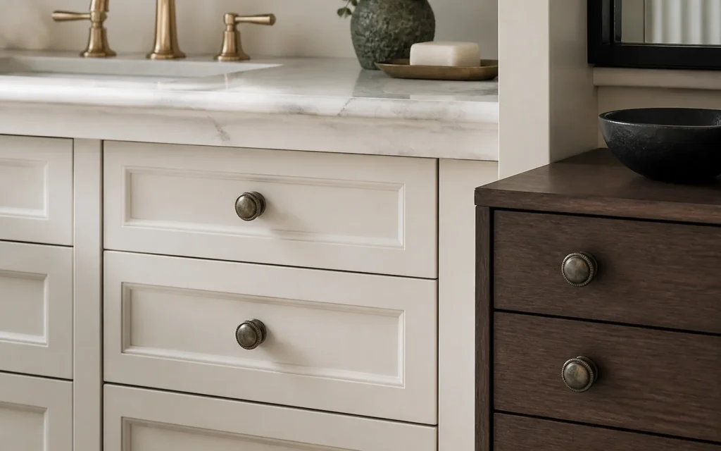 Application inspiration: refined cabinetry fitted with decorative knobs.